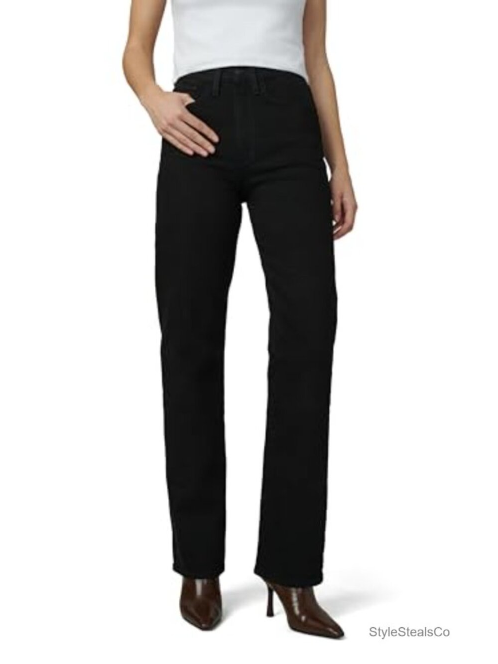 The Margot High Rise Straight Leg Jeans Cuffed Full Length Denim